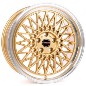 Borbet B 7x17 4x100 ET38 DIA64,1 (gold rim polished)